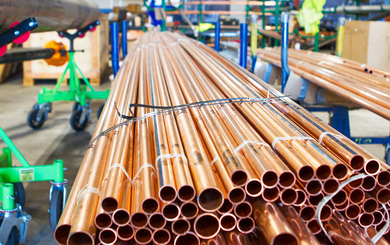 Copper piping at SVM fabrication shop